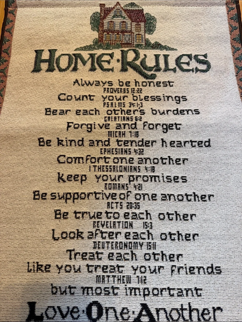 EUC Home Rules Wall Hanging with Bible verses